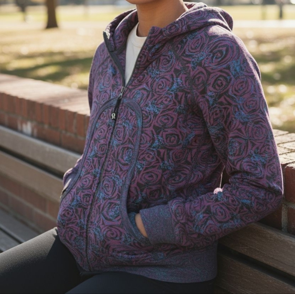 Lululemon Scuba Retired Purple Floral Print Hoodie Size 4